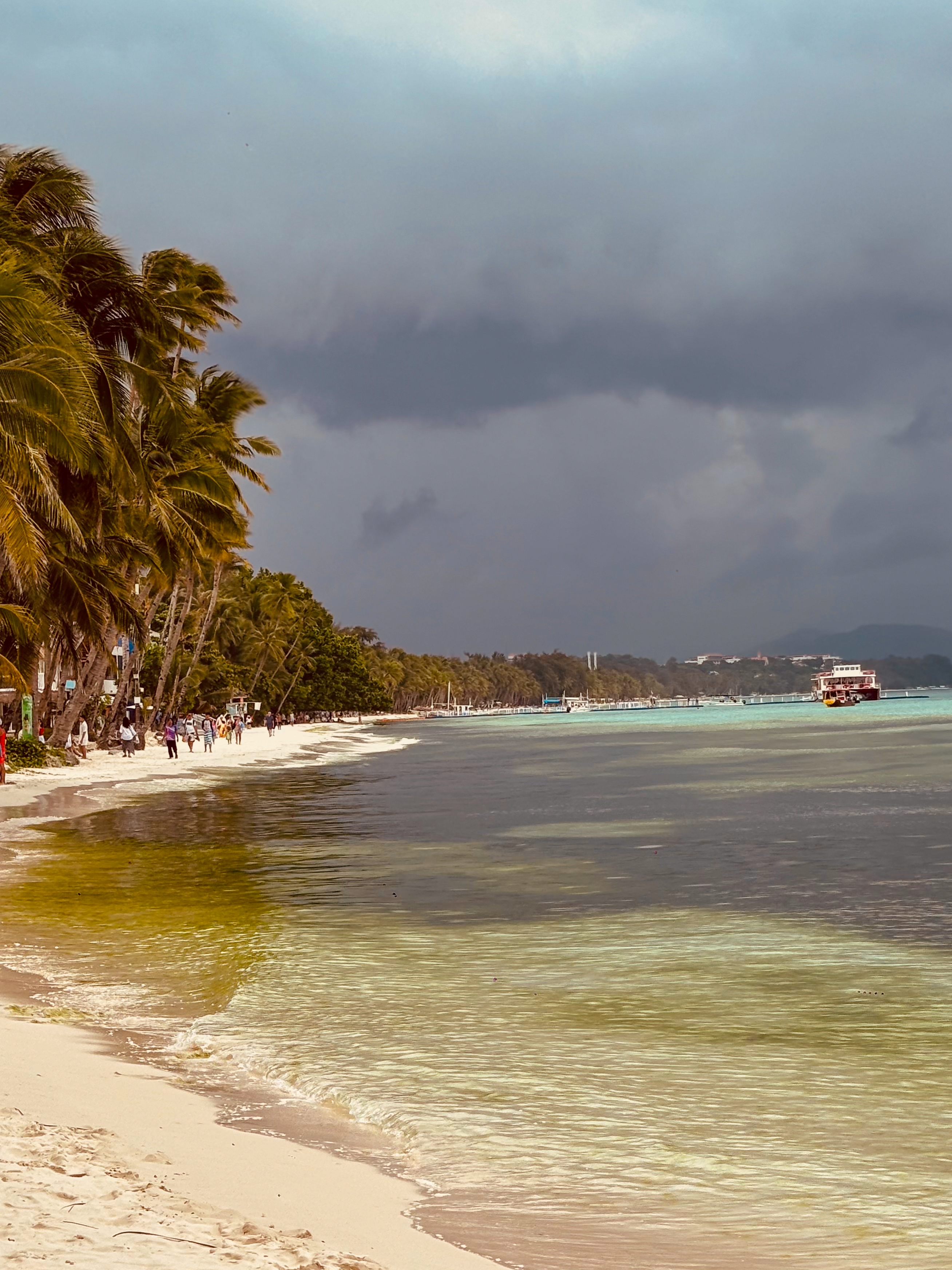 Boracay beach with turquoise water and lumot