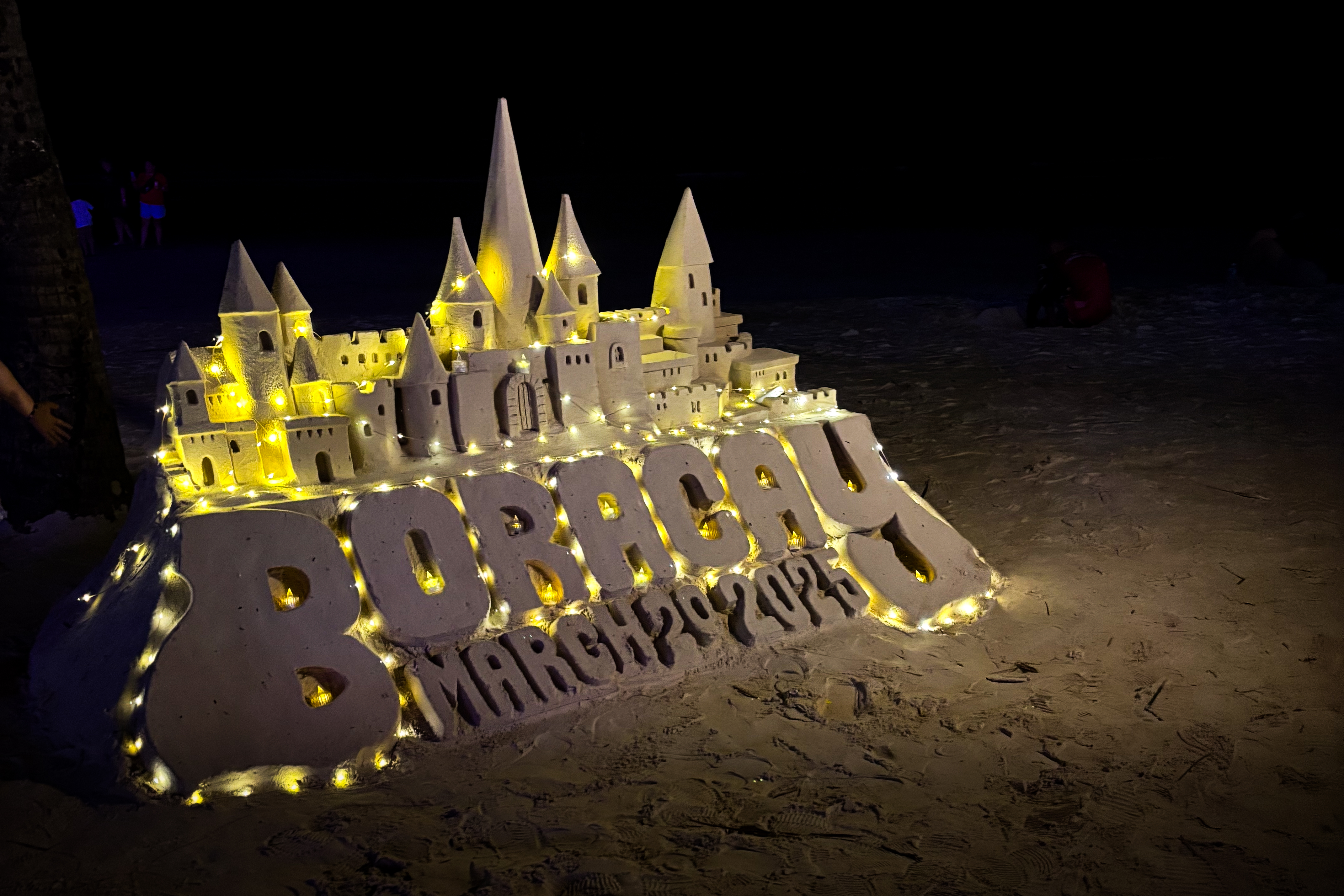Boracay sand castle at night
