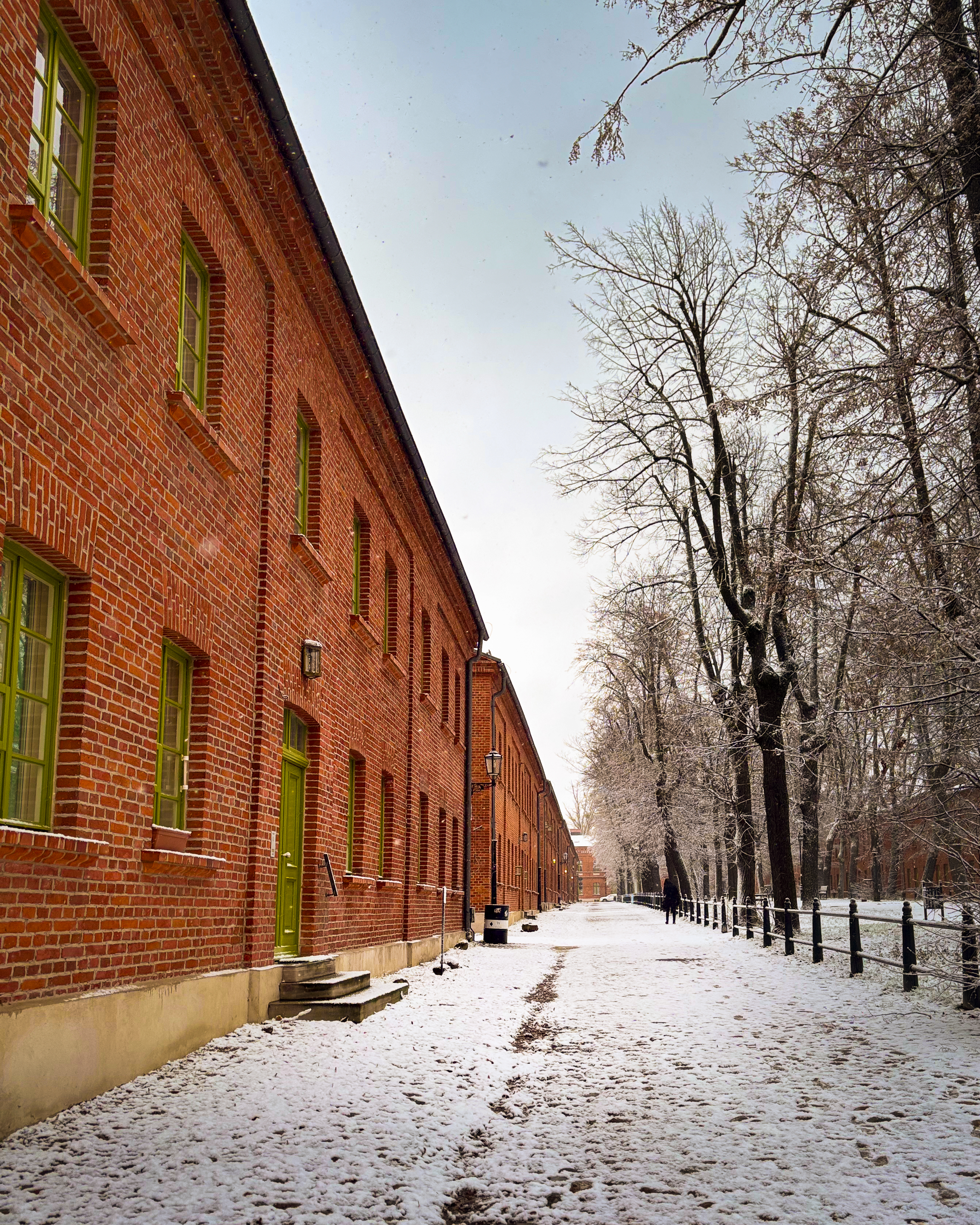 Łódź city covered in snow