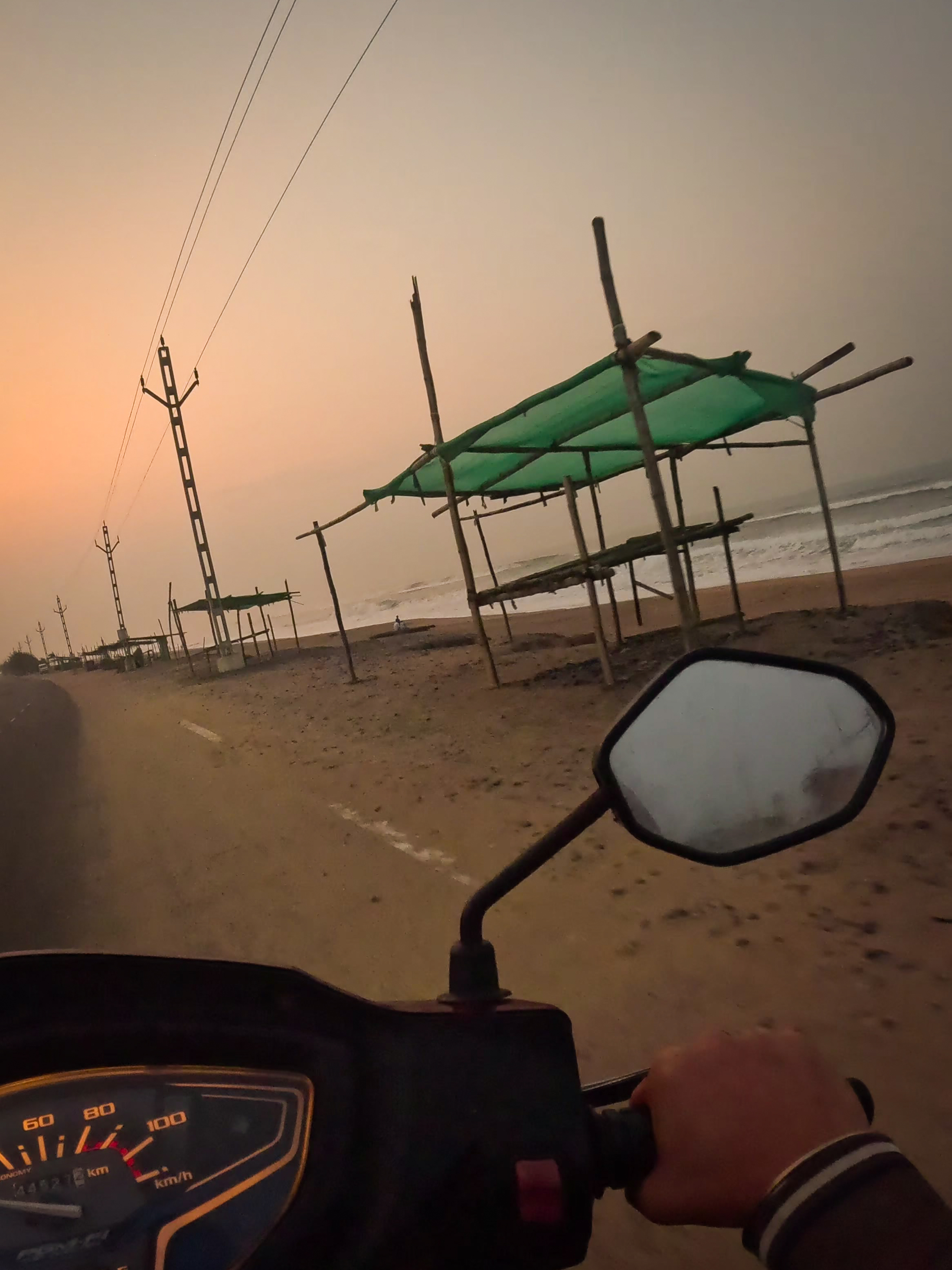 Coastal road at sunrise between Puri and Konark